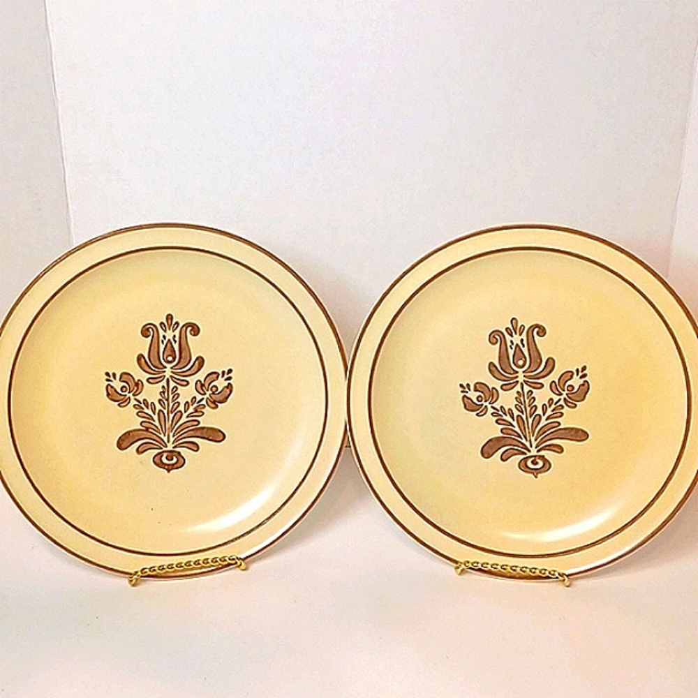 2Pc Pfaltzgraff Dinner Plates Village Pattern Set of TWO (2) 10"